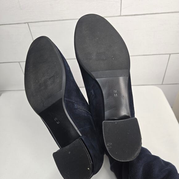 VanEli Aksa Chelsea Boot 8.5M Suede Navy Dark Blue Scalloped Studded Low Booties - Picture 11 of 12